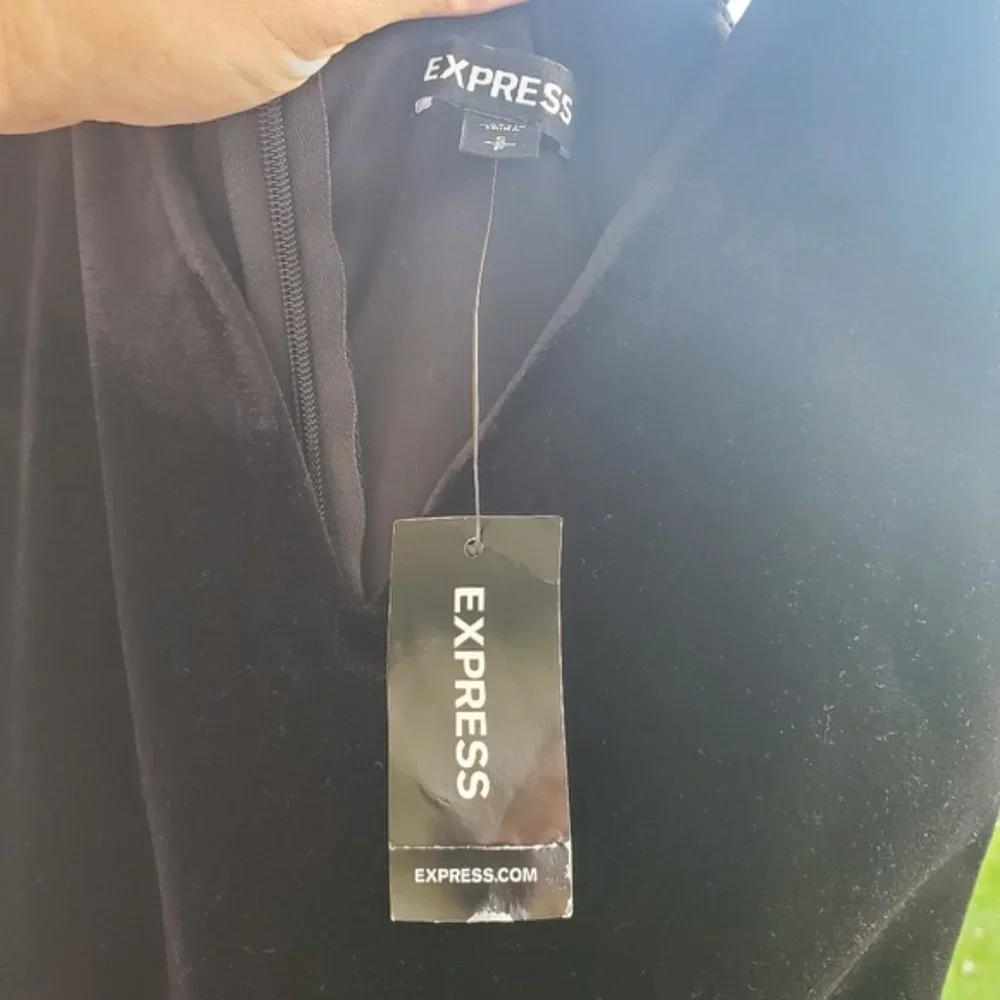 Express Velvet Bodice Polka Dot Tulle Midi Dress Black Party Formal Classic S - Picture 6 of 11